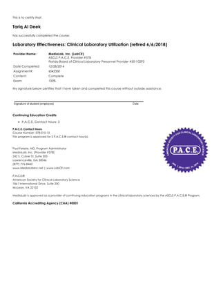 Lab Ce Form Florida board of clinical laboratory science ce lab ce certificates | PDF