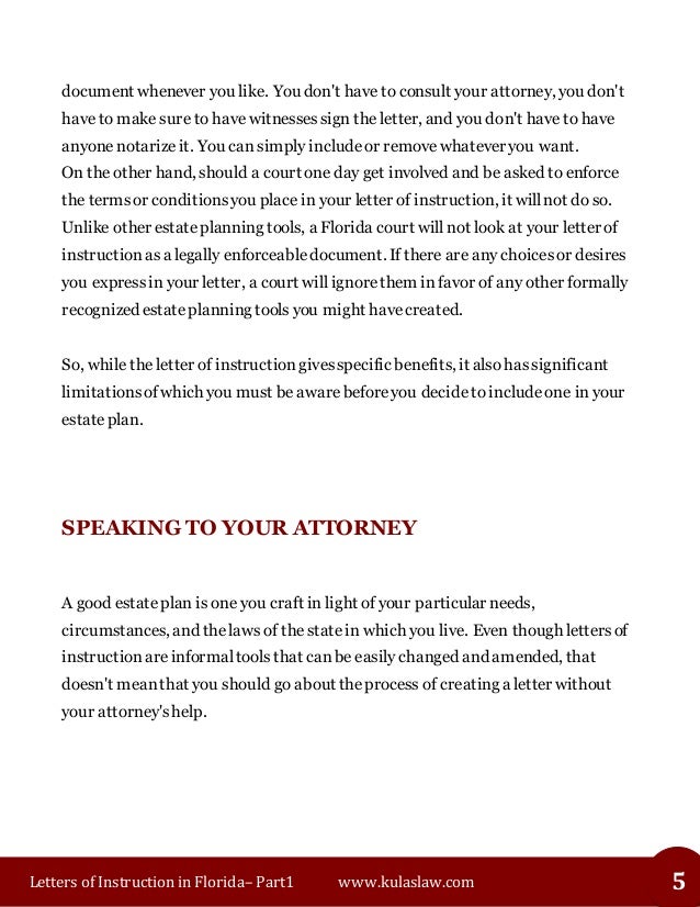 florida letters of instruction part1 letter of instruction