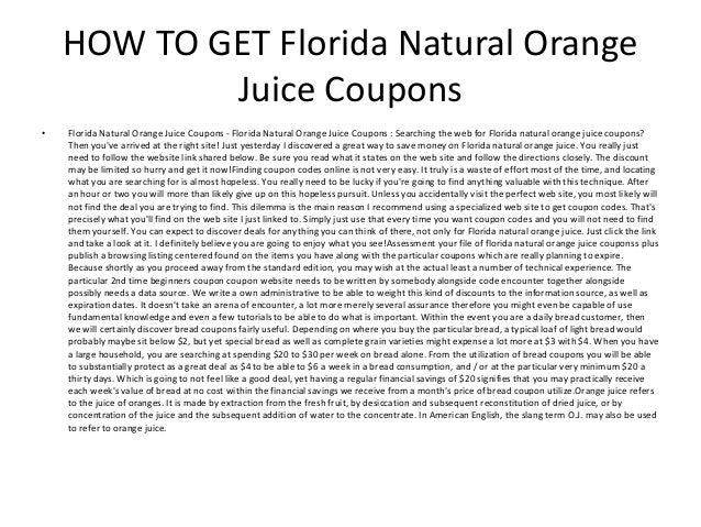 Florida Natural Orange Juice Coupons - Printable Florida Natural Orange ...