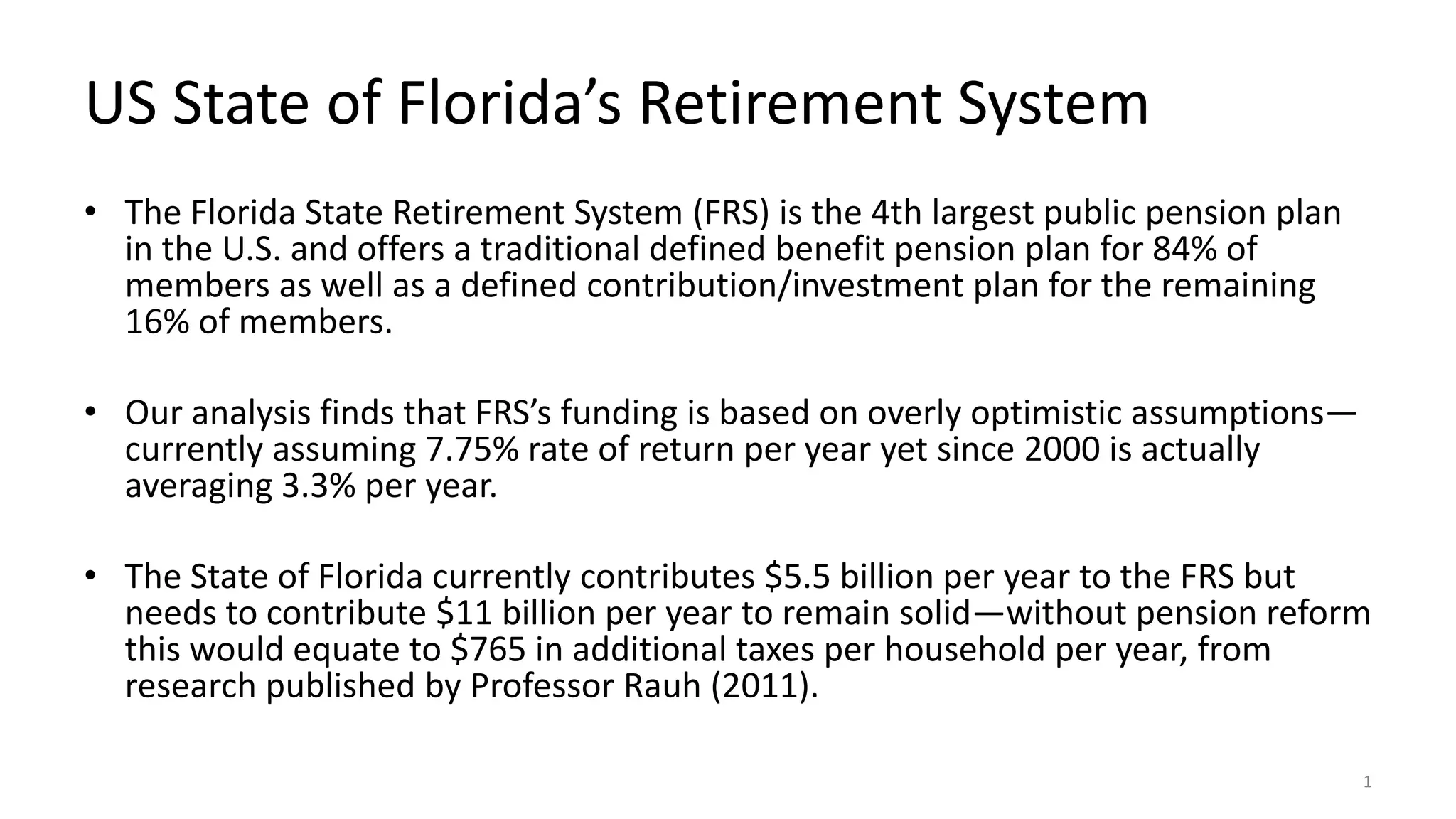 Florida retirement system project PPT