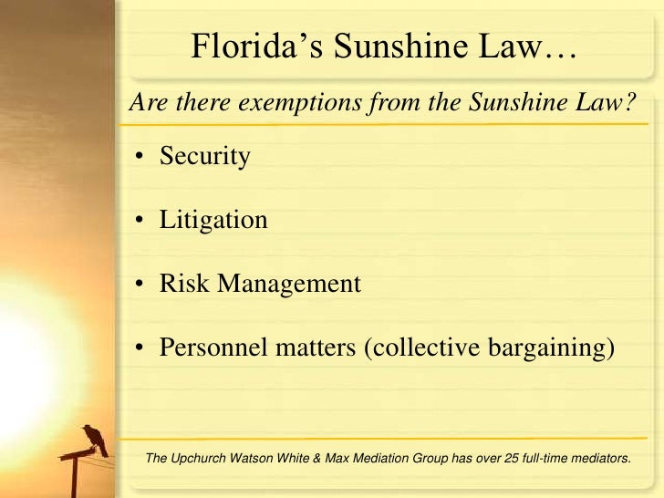 Florida's Sunshine and Public Records Laws