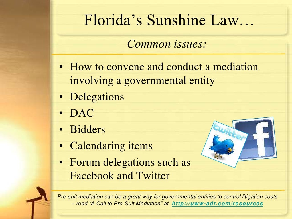 Florida's Sunshine and Public Records Laws
