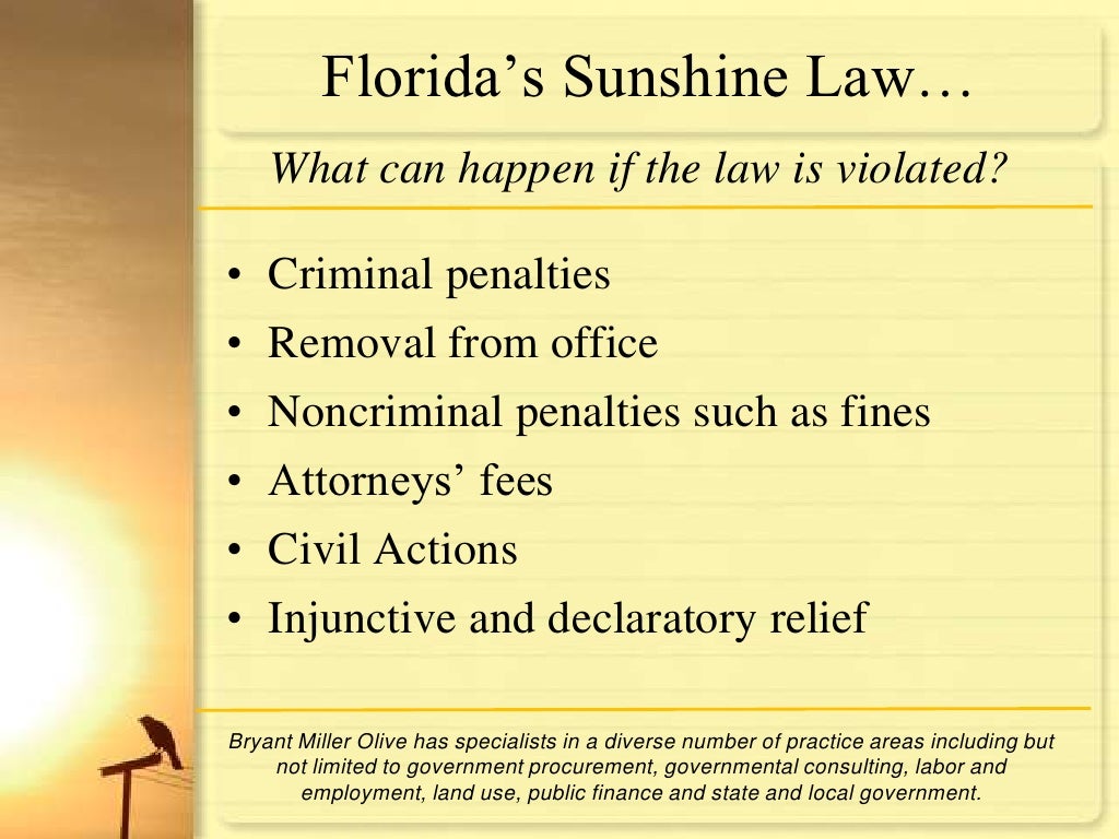 Florida's Sunshine and Public Records Laws