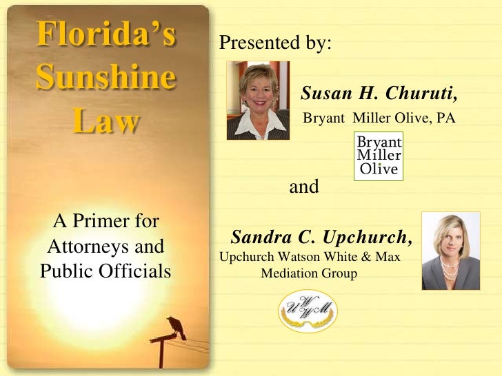 Florida's Sunshine and Public Records Laws
