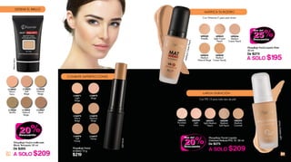 28 29
L13052
Warm
Ivory
L13053
Soft
Beige
L13055
Natural
Beige
L13056
Vanilla
L13057
Sand
L13058
Neutral
Beige
Maquillaje Facial matificante
Efecto Terciopelo 35 ml
De $265
A SOLO $209
DETIENE EL BRILLO
COMBATE IMPERFECCIONES
Maquillaje Facial
en Barra 10 g
$219
L16471
Light
Beige
L16474
Medium
Beige
L16472
Beige
L16476
Soft
Honey
L16477
Honey
L16475
Warm
Beige
SoftHoney
Maquillaje Facial Líquido Mate
30 ml
De $275
L09826
Medium
Cream Peach
L09828
Medium
Cream Sandy
L09832
Light Cream
Peach
L09830
Pastelle
L09825
Medium
Natural Beige
Con Vitamina E para piel mixta
A SOLO $195
L08591
Light Medium
Peach
L08592
Medium
Caramel
L08593
Porcelain
Ivory
L08594
Light
Ivory
L08590
Medium
Soft Peach
Maquillaje Facial Líquido
Cobertura Perfecta FPS 15 30 ml
De $275
A SOLO $209
Con FPS 15 para todo tipo de piel
LightMediumPeach
MediumCreamPeach
MATIFICA TU ROSTRO
LARGA DURACIÓN
WarmIvory
 