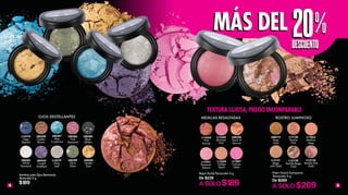 4 5
Polvo Facial Compacto
Terracotta 9 g
De $269
A SOLO $209
L13122
Marble Beige
Gold
L13126
Peachy
Pink
L08219
Rose
Gold
L13121
Beige
with Gold
L13125
Marble Pink
Gold
L17863
Medium
Deep
L08387
Blue
Crystal Ice
L08383
White
Diamond
L14578
Deep
Saphire
L08386
Pink
Diamond
L08385
Crystal
Amethyst
L08384
Black
Glitters
L14579
Silver
Leaf
L08389
Olive
Glam
L08388
Golden
Eyes
L08390
Golden
Brown
Sombra para Ojos Diamonds
Terracotta 5 g
$189
OJOS DESTELLANTES MEJILLAS RESALTADAS ROSTRO LUMINOSO
L13341
Romantic
Salmon
L13343
Golden
Peach
L08220
Touch of
Apricot
L13344
Pink
Bronze
L17897
Fuchsia
Glam
L13340
Shimmer
Pink
Rubor Facial Terracotta 9 g
De $239
A SOLO $189
DESCUENTODESCUENTO
20%20%MÁS DELMÁS DEL
TEXTURA LUJOSA, PRECIO INCOMPARABLE
 