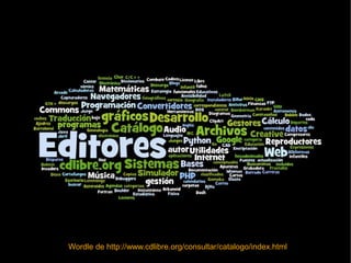 Wordle de http://www.cdlibre.org/consultar/catalogo/index.html
 