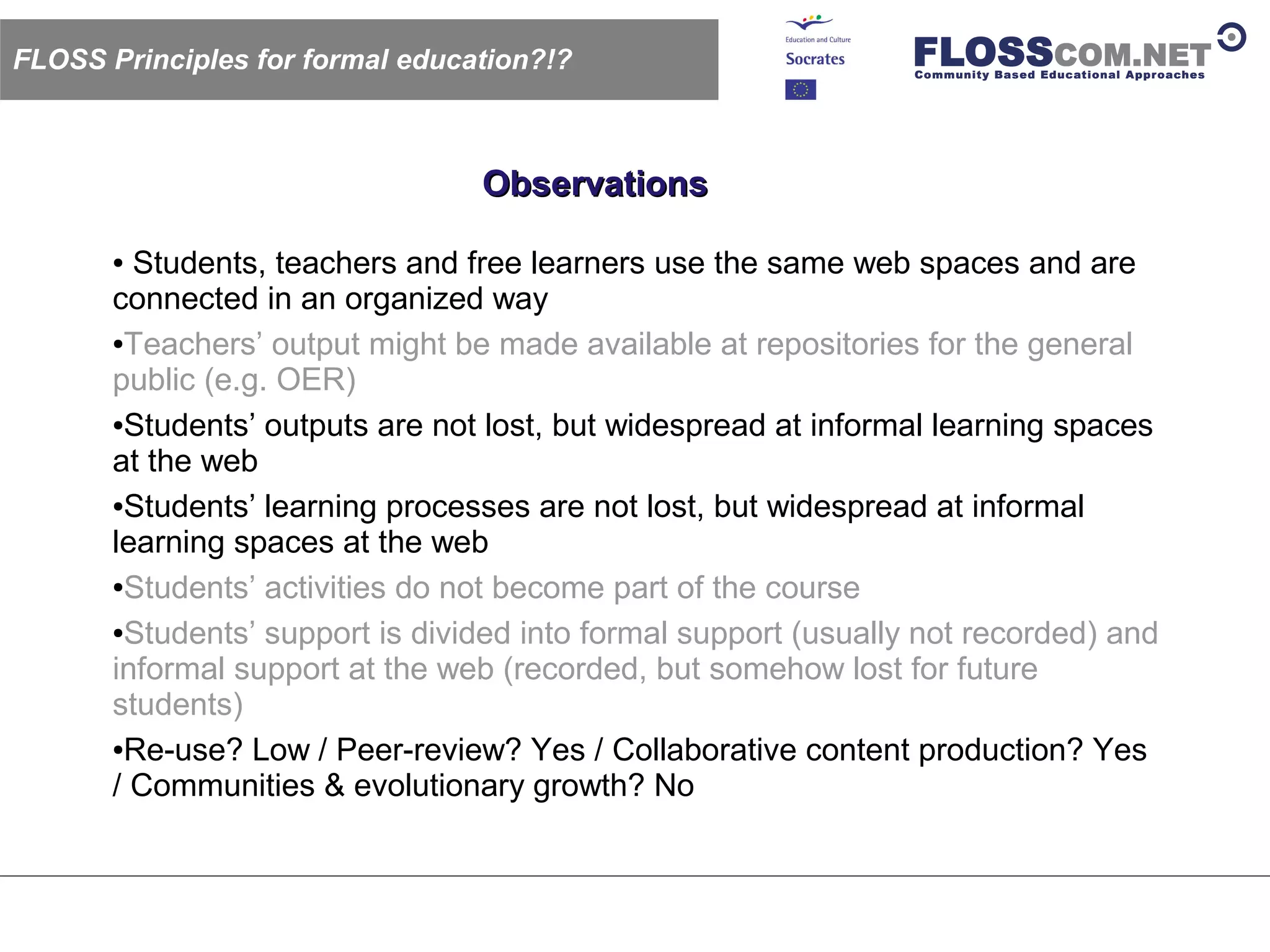 Floss Com: Floss / Open Source Like Learning Models