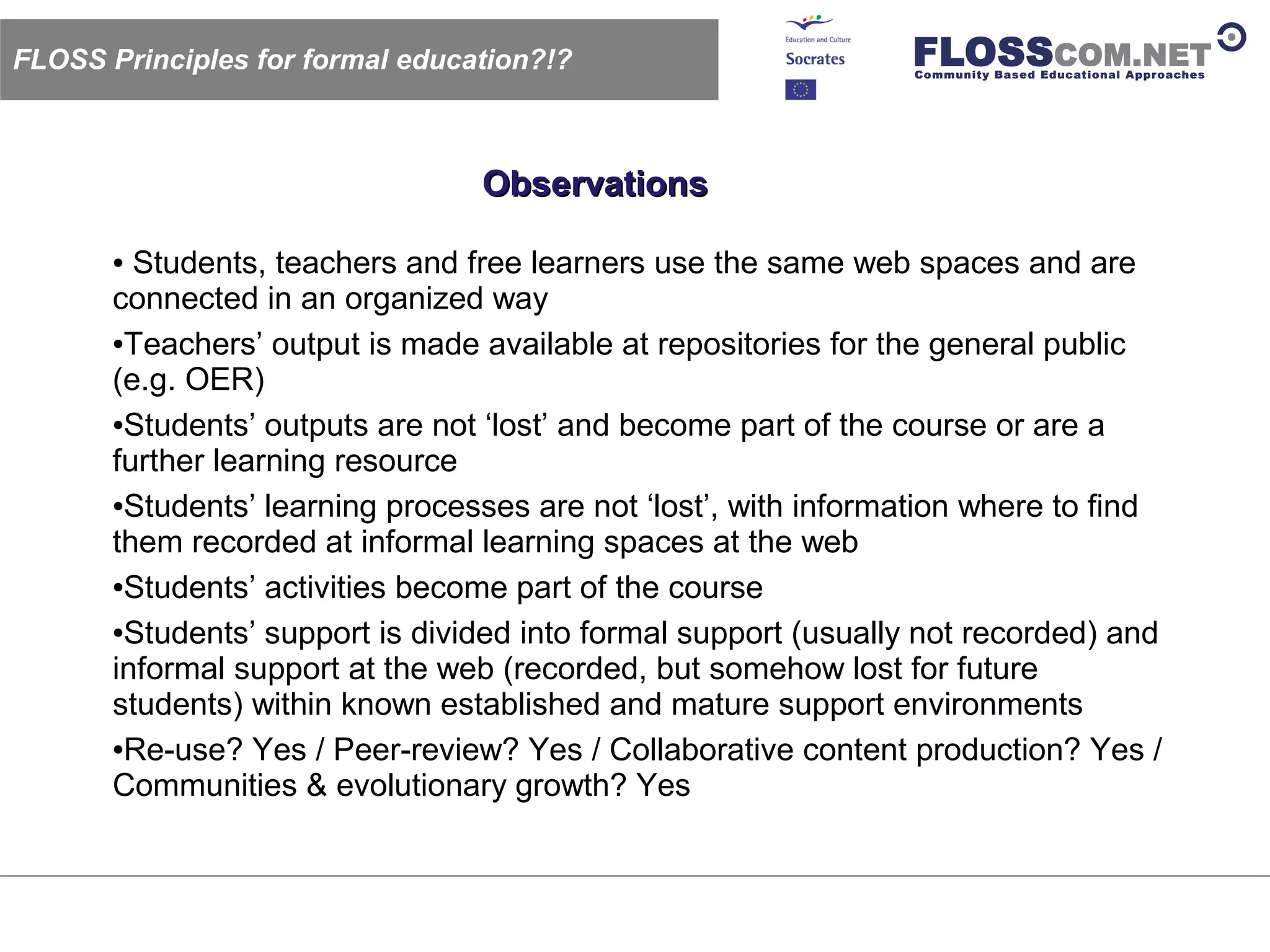 Floss Com: Floss / Open Source Like Learning Models