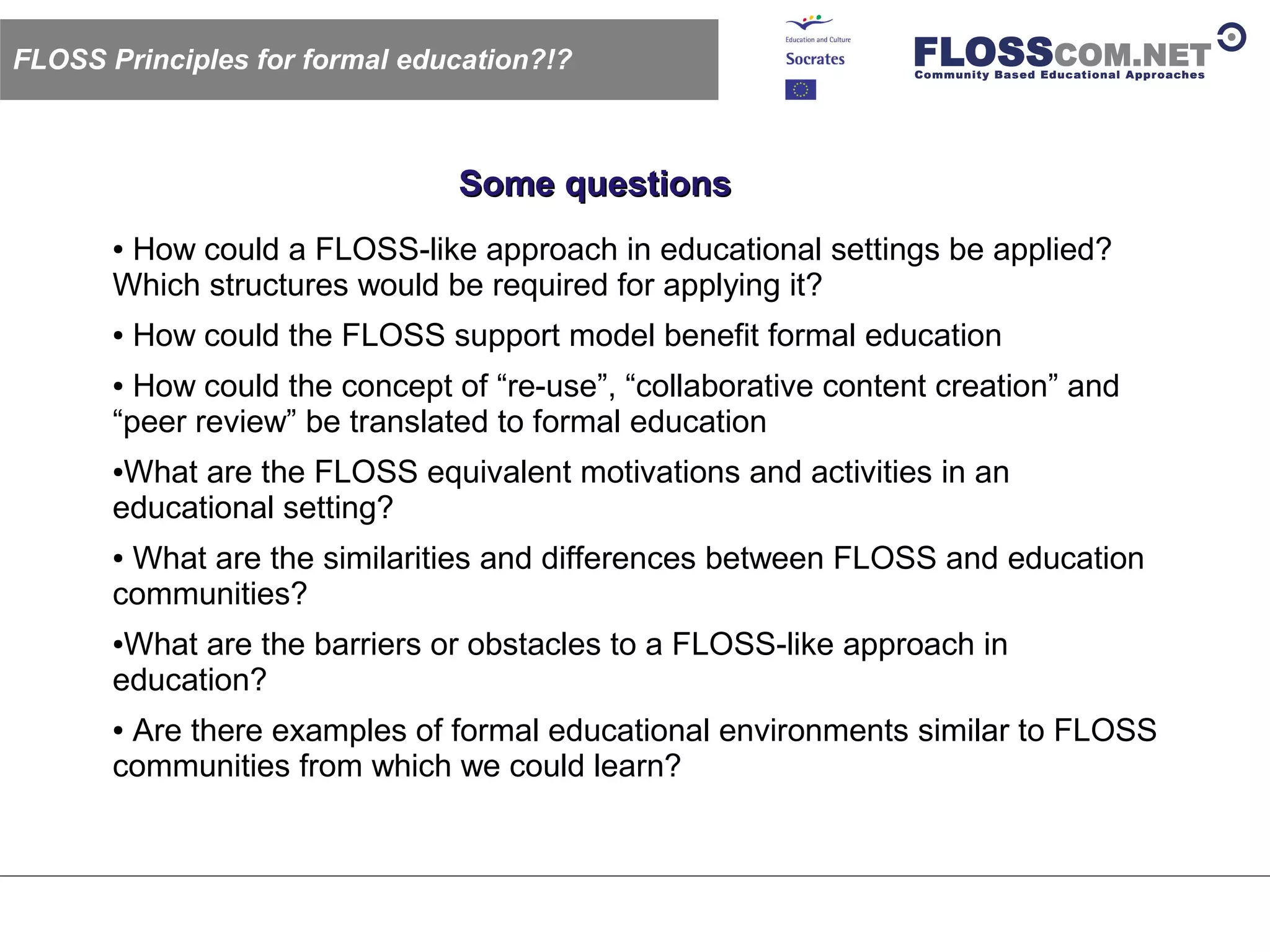 Floss Com: Floss / Open Source Like Learning Models