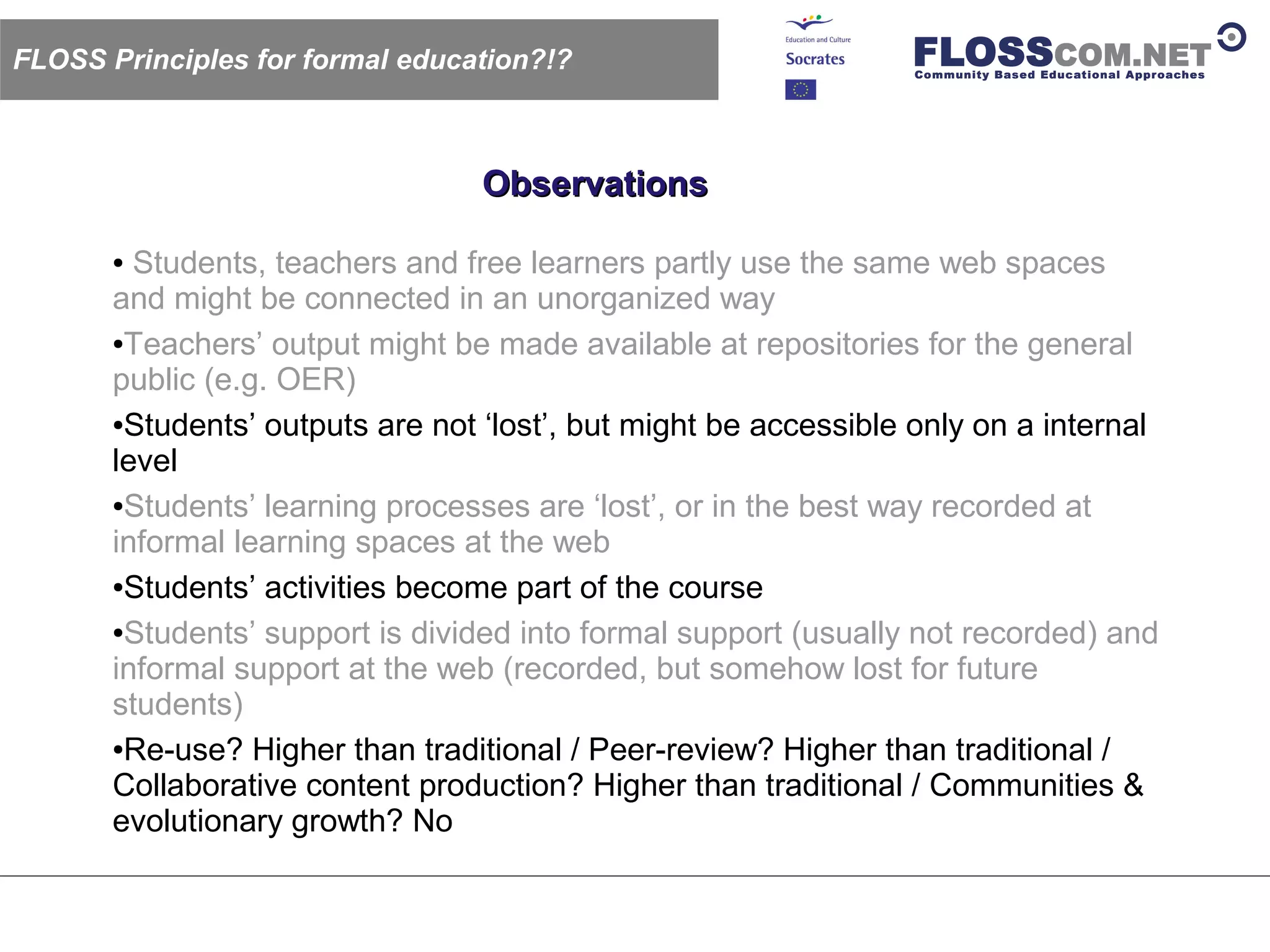 Floss Com: Floss / Open Source Like Learning Models