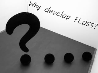 Werken met portfolio's
04/10/05 | pag. 90
Why develop FLOSS?
 