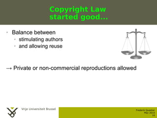 Copyright Law
                             started good...
    ➢    Balance between
           ➢    stimulating authors
  ...