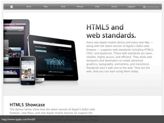 http://www.apple.com/html5/
 