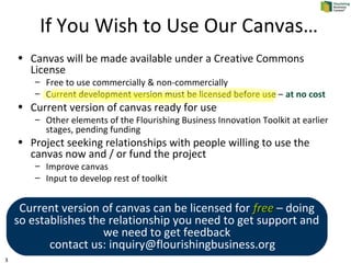 3
If You Wish to Use Our Canvas…
• Canvas will be made available under a Creative Commons
License
– Free to use commercial...