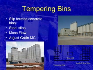 Tempering Bins Slip formed concrete bins Steel silos Mass Flow Adjust Grain MC 