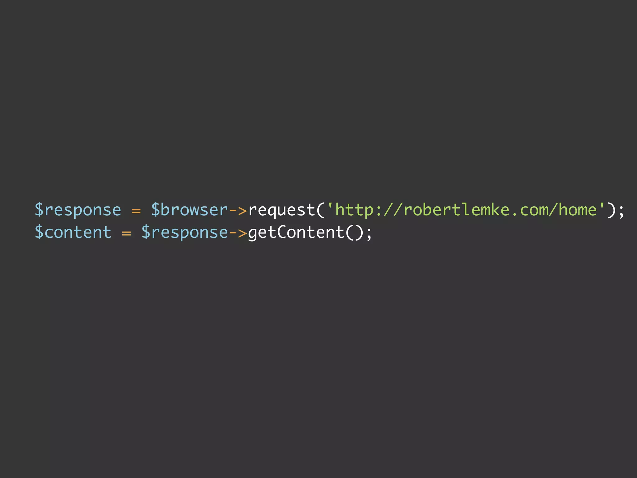 $response = $browser->request('http://robertlemke.com/home');
$content = $response->getContent();
 
