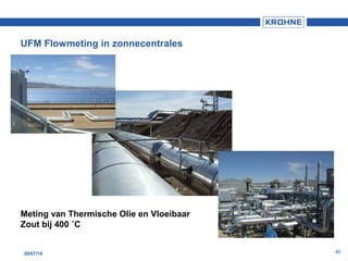 4630/07/14
UFM Flowmeting in zonnecentrales
Meting van Thermische Olie en Vloeibaar
Zout bij 400 ˚C
 