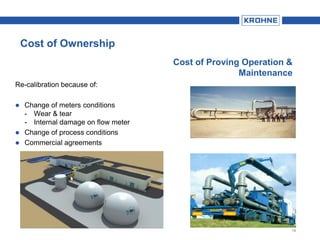 19
Re-calibration because of:
 Change of meters conditions
- Wear & tear
- Internal damage on flow meter
 Change of process conditions
 Commercial agreements
Cost of Proving Operation &
Maintenance
Cost of Ownership
 
