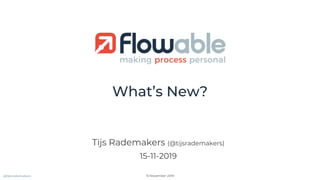 What’s New?
Tijs Rademakers (@tijsrademakers)
15-11-2019
@tijsrademakers 15 November 2019
 