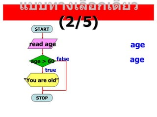 (2/5)START
STOP
read age
age > 60
You are old
true
false
age
age
 