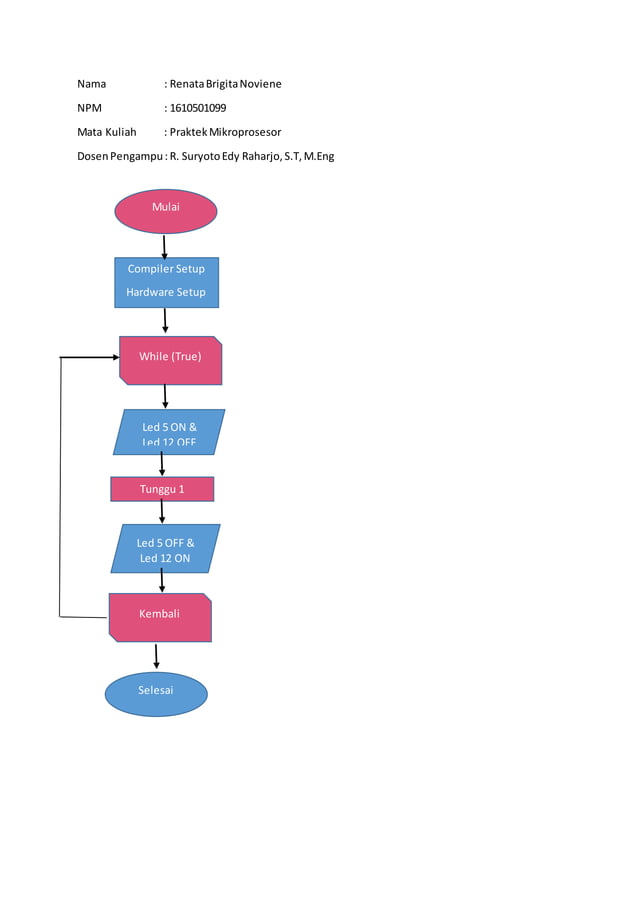 Flowchart dan Program untuk Menyalakan Dua Led