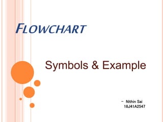 FLOWCHART
Symbols & Example
- Nithin Sai
18J41A2547
 