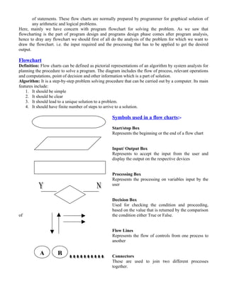 Flow charts | DOC | Programming Languages | Computing
