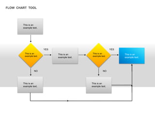 FLOW CHART TOOL
This is an
example text.
This is an
example text.
This is an
example text.
This is an
example text.
This is an
example text.
This is an
example text.
This is an
example text.
YES YES
NO NO
 
