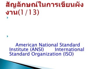 






       American National Standard
    Institute (ANSI)  International
    Standard Organization (ISO)
 