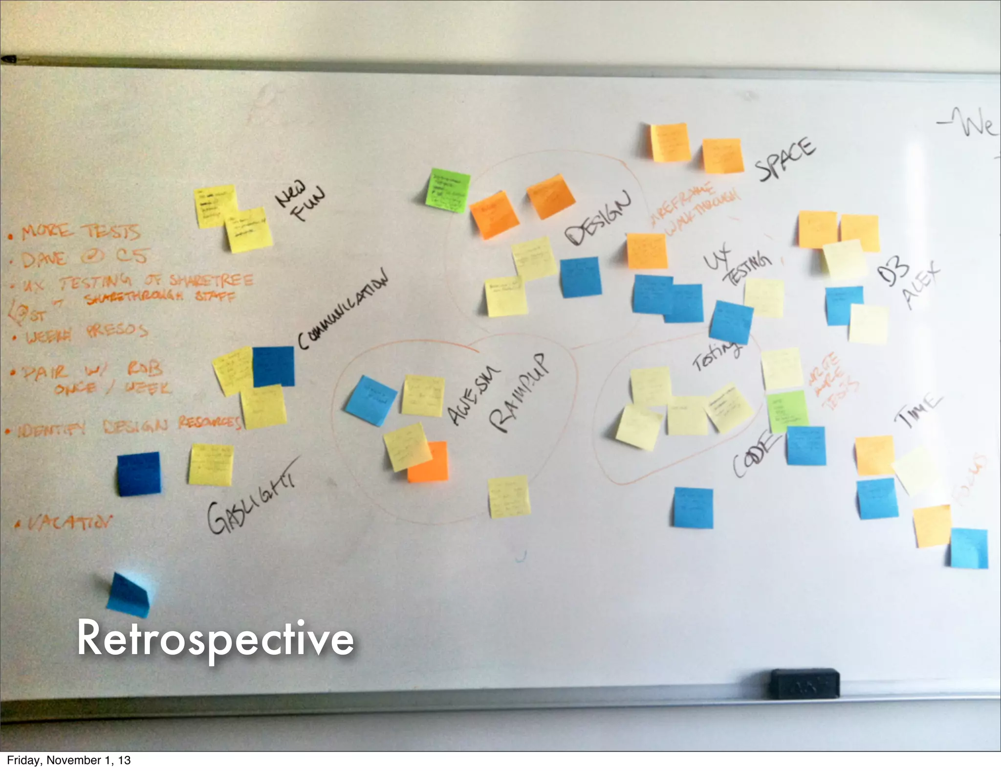 Retrospective
Friday, November 1, 13

 
