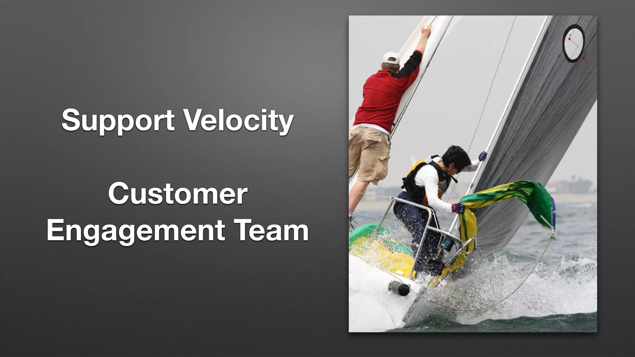 Support Velocity
!
Customer
Engagement Team
