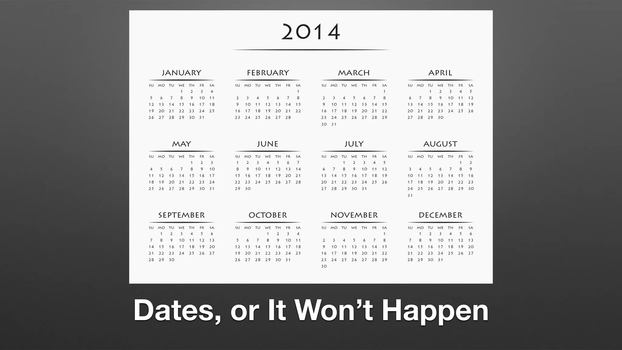 Dates, or It Won’t Happen