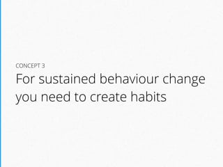 CONCEPT 3
For sustained behaviour change
you need to create habits
 