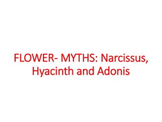 FLOWER- MYTHS: Narcissus,
Hyacinth and Adonis
 