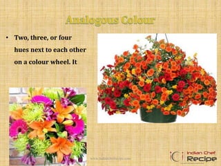• Two, three, or four
hues next to each other
on a colour wheel. It
www.indianchefrecipe.com
 