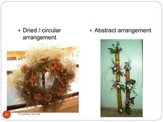  Dried / circular
arrangement
 Abstract arrangement
41 Priyanka Verma
 
