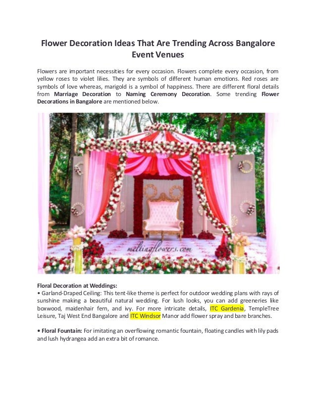 Flower Decoration Ideas That Are Trending Across Bangalore Event Venu