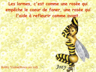 Les larmes, c'est comme une rosée qui empêche le coeur de faner, une rosée qui l'aide à refleurir comme avant. Bobby Vinton(Roses are red) 