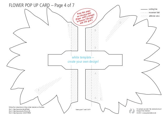 flower pop up card template white