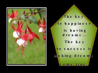 The key  to happiness is having dreams... The key to success is  making dreams  come true.   