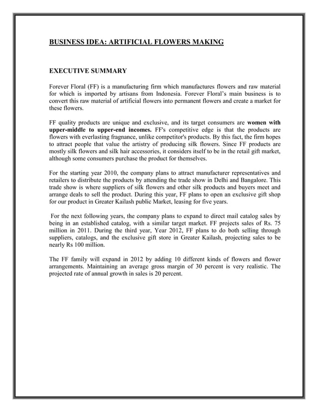 Flowers business plan