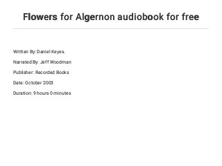 Flowers for Algernon audiobook for free