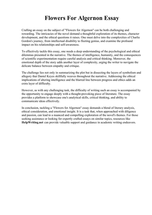 Flowers For Algernon Essay.pdf