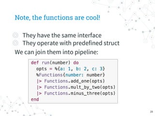 Note, the functions are cool!
◎ They have the same interface
◎ They operate with predefined struct
We can join them into p...