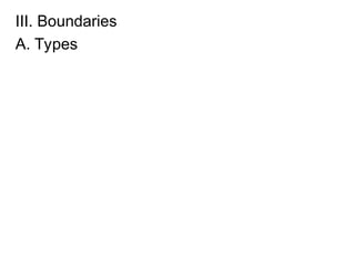 III. Boundaries
A. Types
 