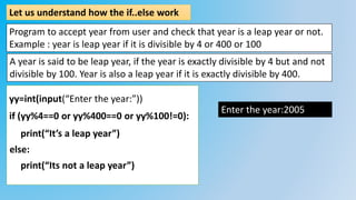 FLOWOFCONTROL-IF..ELSE PYTHON | PPT