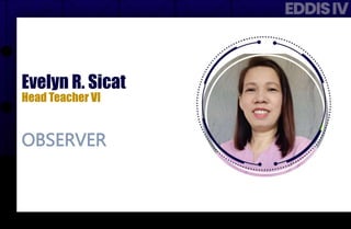 Evelyn R. Sicat
Head Teacher VI
OBSERVER
 