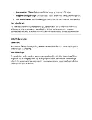 flow of water into and through the soil in irrigation and drainage ...