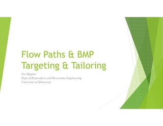 Flow Paths & BMP
Targeting & Tailoring
Joe Magner,
Dept of Bioproducts and Biosystems Engineering
University of Minnesota
 